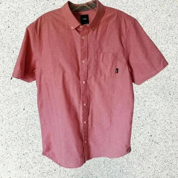 Vans men casual button up shirt pink size small - Picture 2 of 8